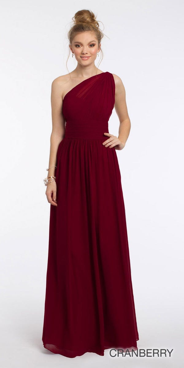 Camille La Vie One Shoulder Illusion Bridesmaid Dress - Plus plus / 22 / cranberry