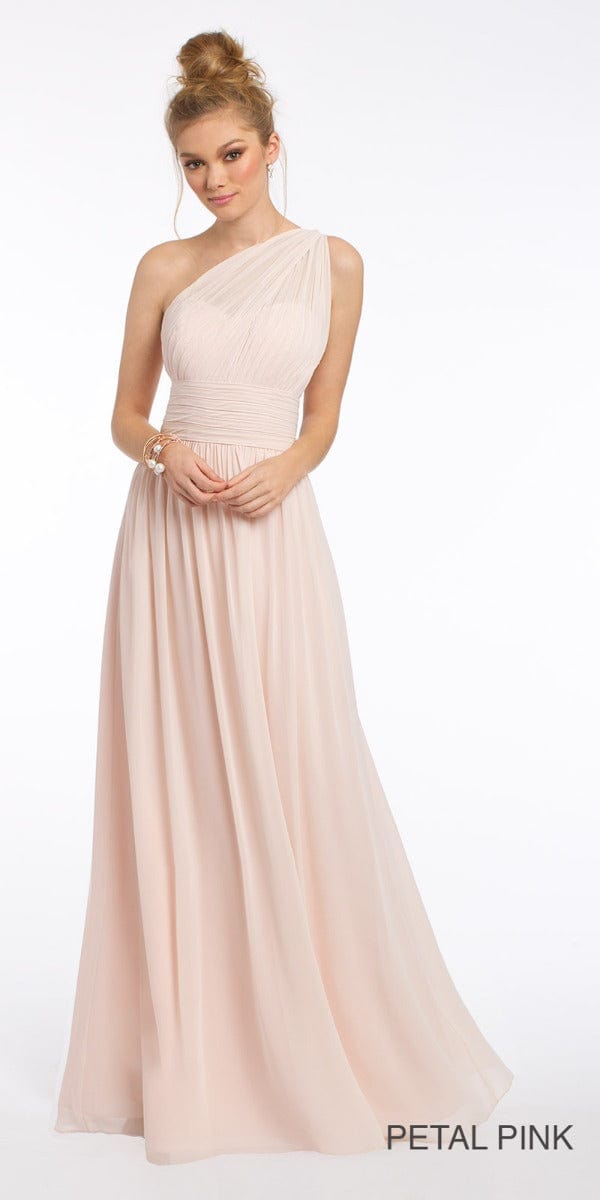 Camille La Vie One Shoulder Illusion Bridesmaid Dress - Petite petite / 4 / light-pink