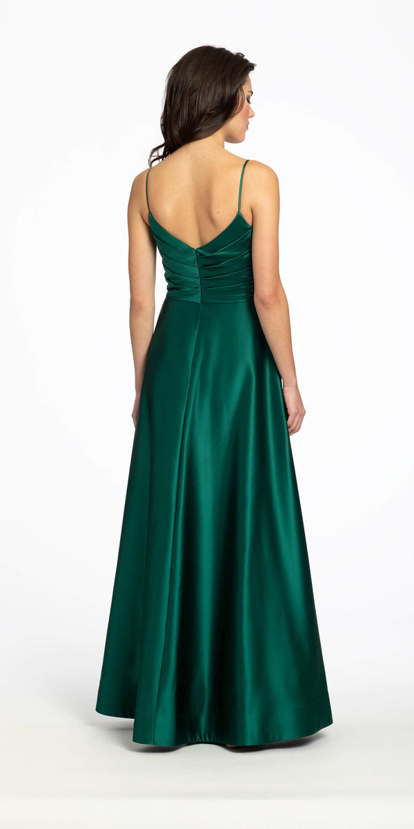 Ruched Satin Sweetheart A Line Dress with Pockets Image 4