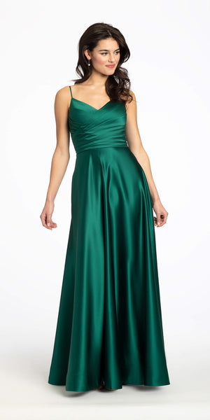 Ruched Satin Sweetheart A Line Dress with Pockets Image 1