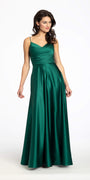 Ruched Satin Sweetheart A Line Dress with Pockets Image 3