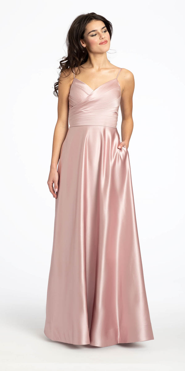 Ruched Satin Sweetheart A Line Dress with Pockets Image 1