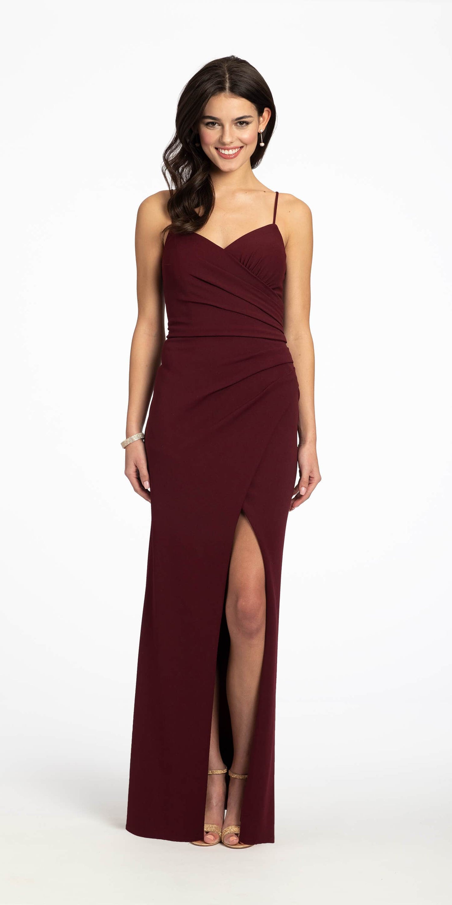 Camille La Vie Front Slit Stretch Crepe Sweetheart Dress with Ruching missy / 8 / wine