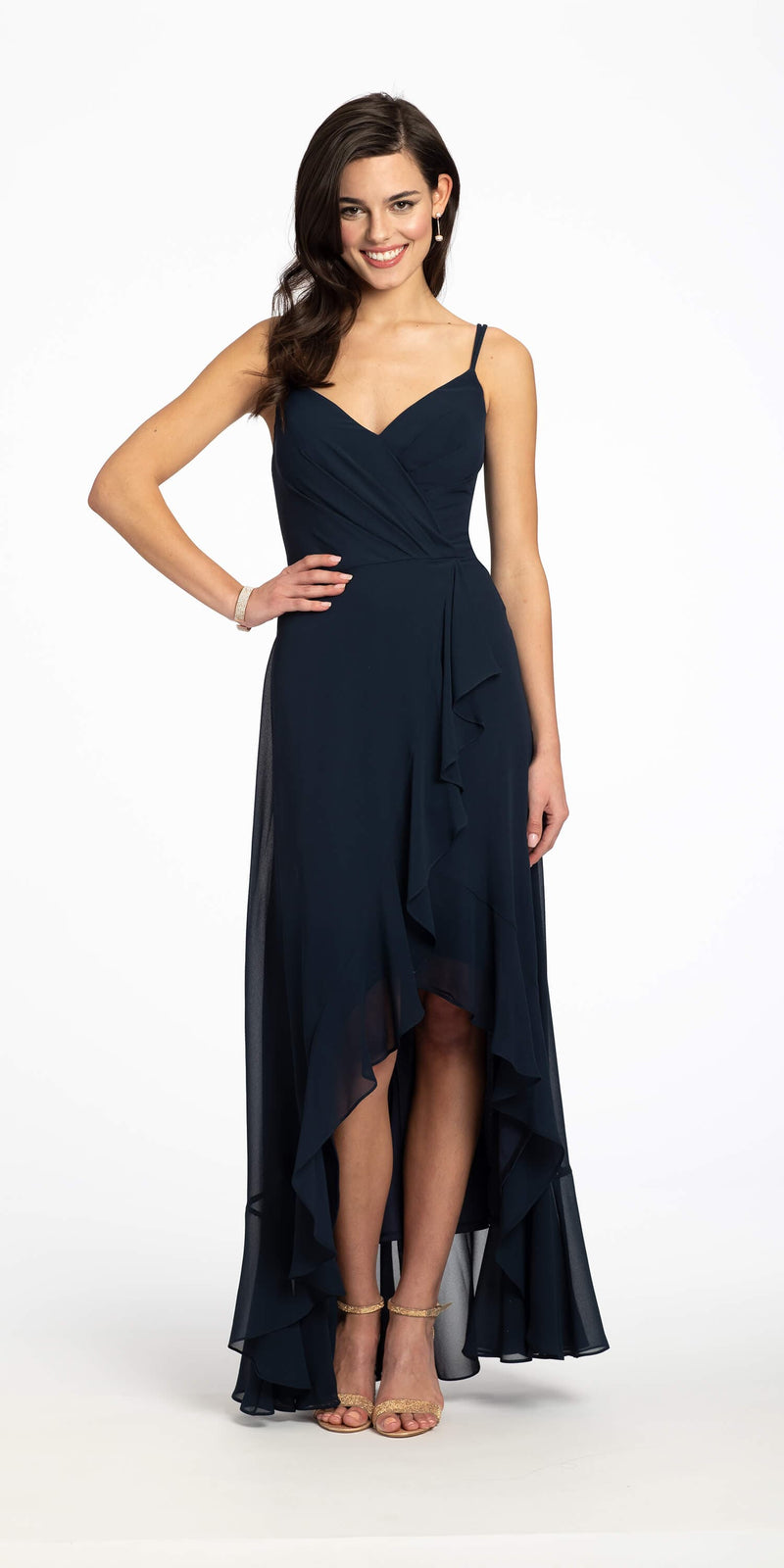 Tiered Chiffon Double Strap High Low Dress Image 14