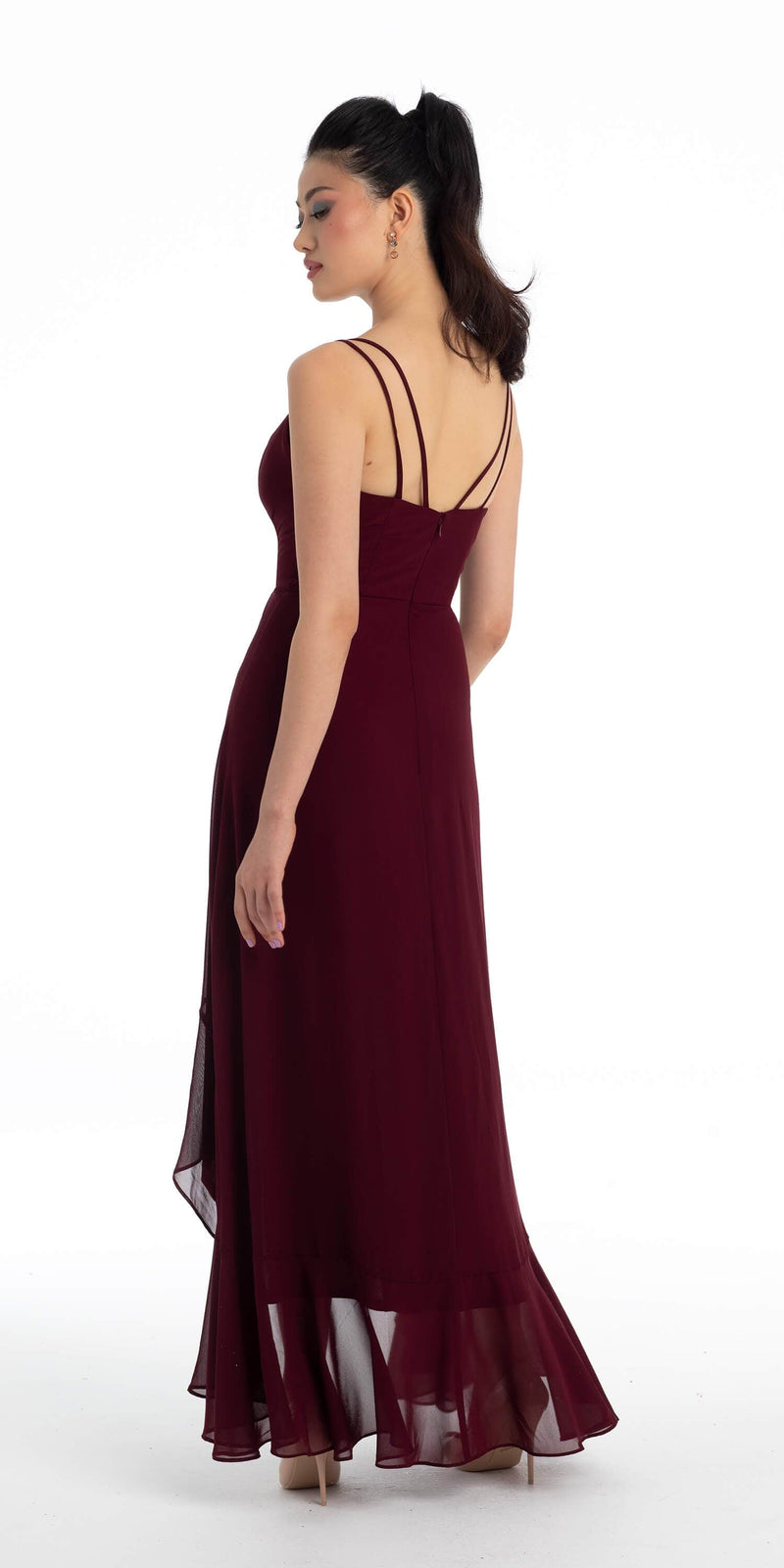 Tiered Chiffon Double Strap High Low Dress Image 11
