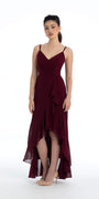 Tiered Chiffon Double Strap High Low Dress Image 8
