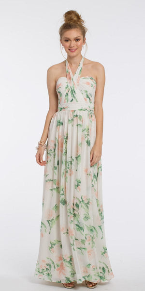 Print Tie Neck Halter Dress Image 1