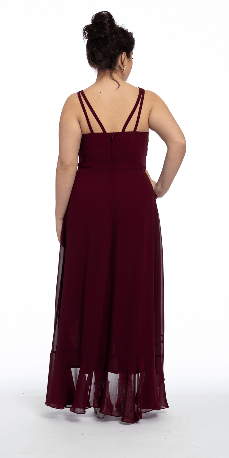 Tiered Chiffon Double Strap High Low Dress Image 8