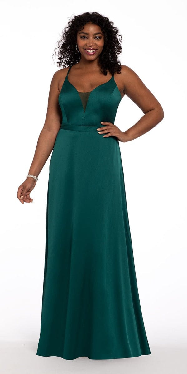 Camille La Vie Plunge Crepe X-Back Dress - Missy missy / 8 / emerald