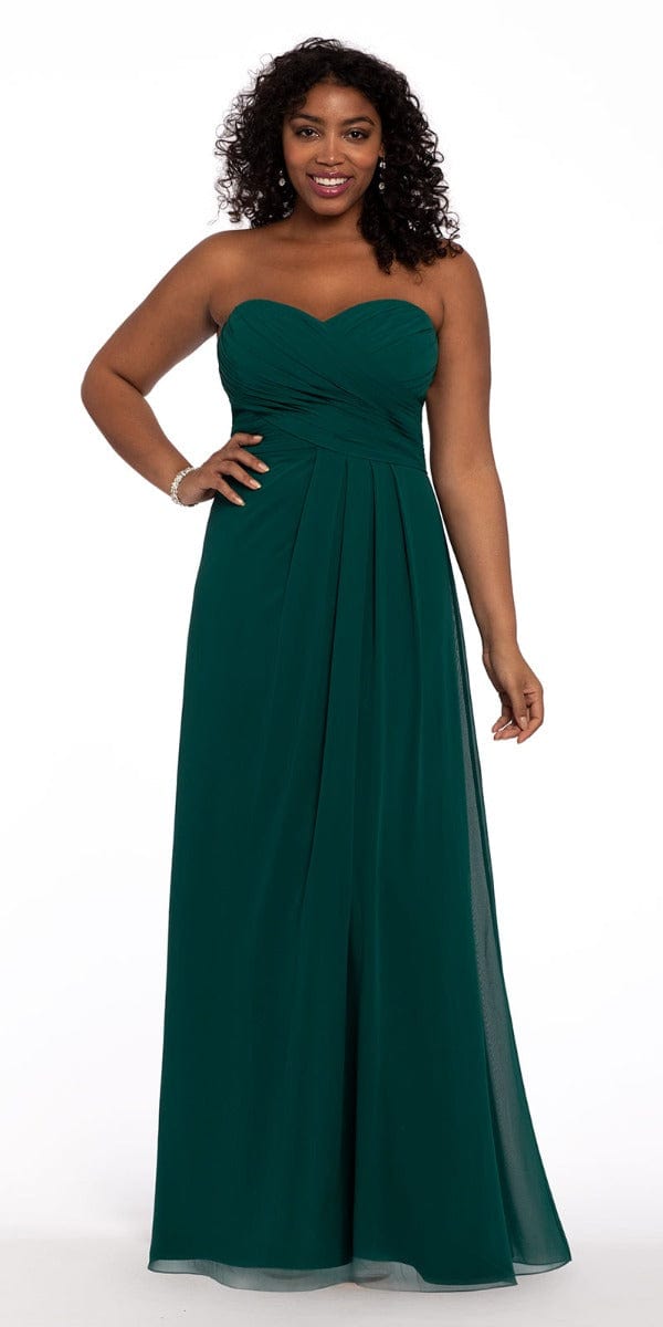 Camille La Vie Strapless Criss Cross Bodice Dress - Plus plus / 22 / emerald