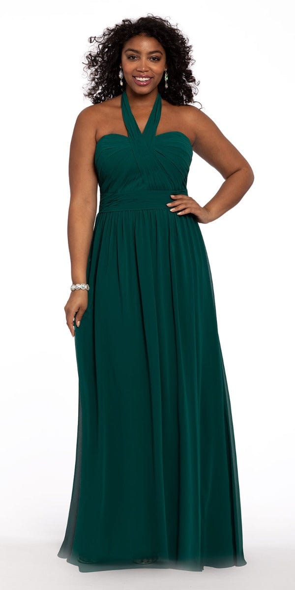 Camille La Vie Tie Neck Halter Dress - Plus plus / 16 / emerald
