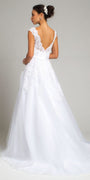 Scallop Sweetheart Cap Sleeve Beaded Organza Wedding Dress Image 2