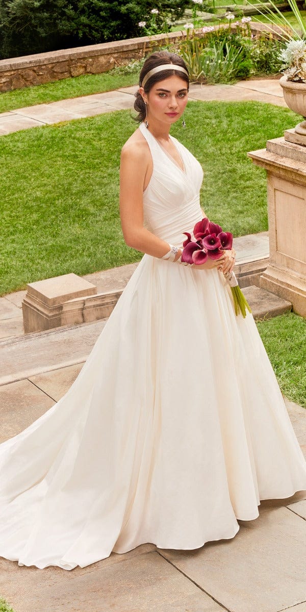 Camille La Vie Plunging Halter Ball Gown Wedding Dress missy / 4 / ivory