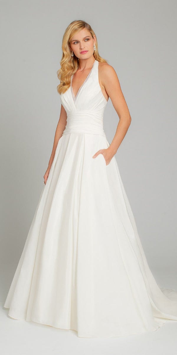 Plunging Halter Ball Gown Wedding Dress Image 3