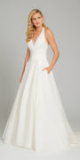Plunging Halter Ball Gown Wedding Dress Image 3