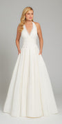 Plunging Halter Ball Gown Wedding Dress Image 2