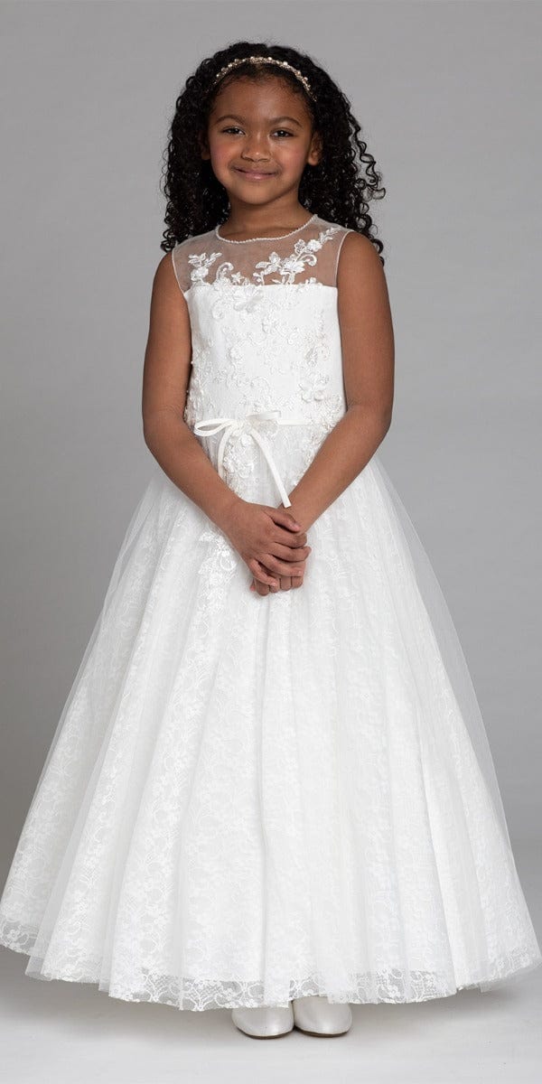 Lace Embroidered Flower Applique with Belt Dress Image 3