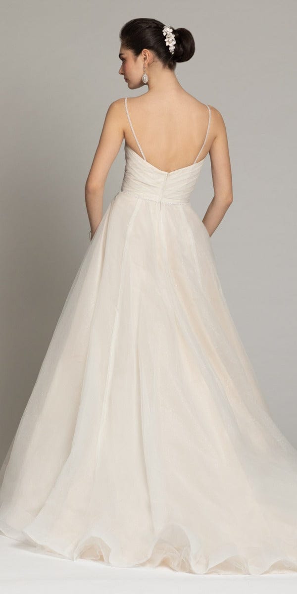 Camille La Vie Surplice Glitter Tulle A Line Wedding Gown