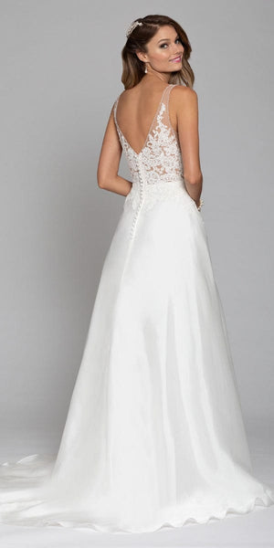 Floral Applique Organza A-Line Gown Image 3