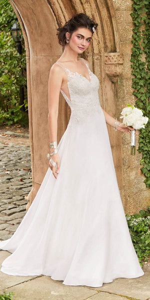 Floral Applique Organza A-Line Gown Image 1