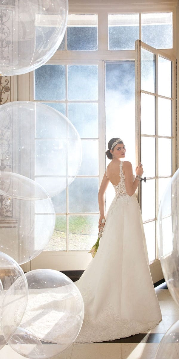 Embroidered Satin Sweetheart A Line Dress Image 1