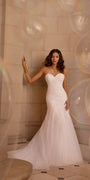 Sweetheart  Embroidered Trumpet Dress with Tulle Godets Image 1