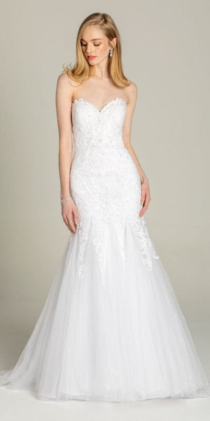 Sweetheart  Embroidered Trumpet Dress with Tulle Godets Image 4