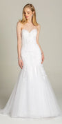 Sweetheart  Embroidered Trumpet Dress with Tulle Godets Image 3
