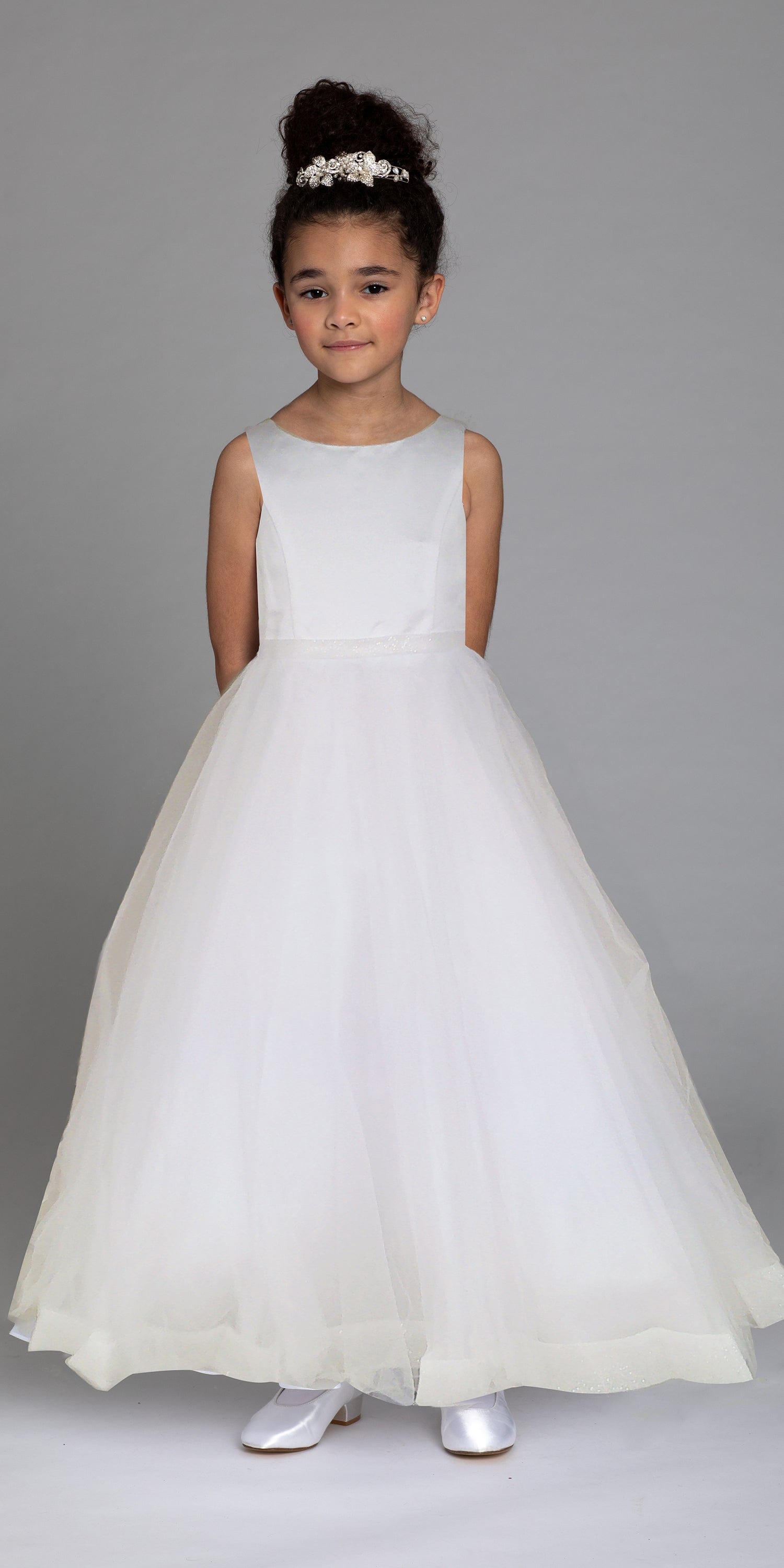 Satin and tulle flower girl dress sale