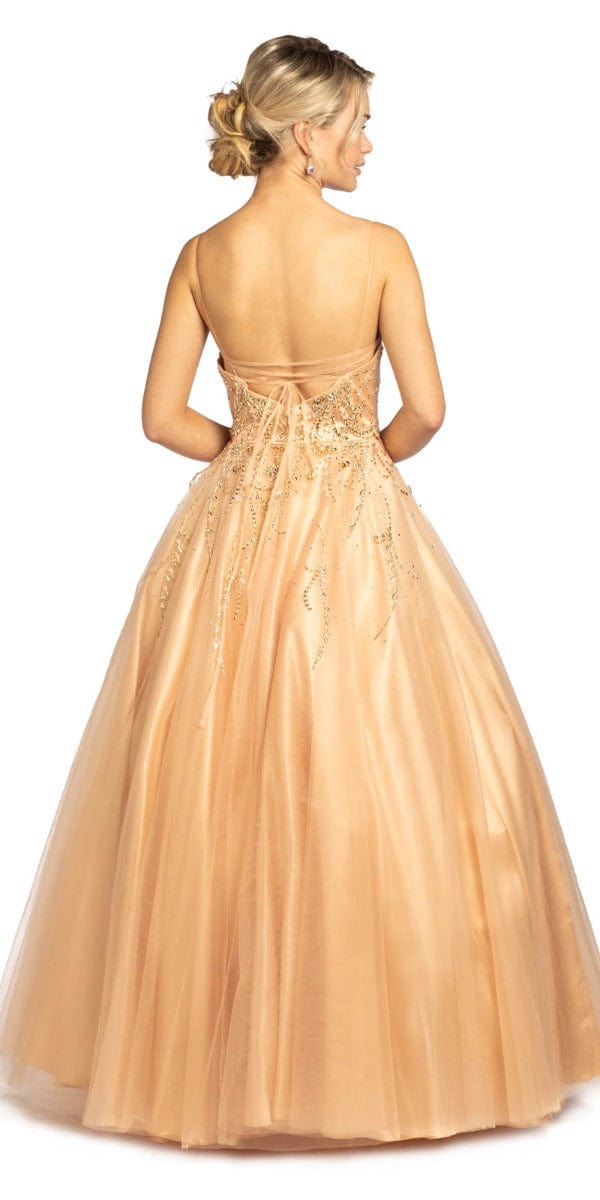 Beaded Tulle Lace Up Back Ball Gown Image 4