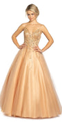 Beaded Tulle Lace Up Back Ball Gown Image 1