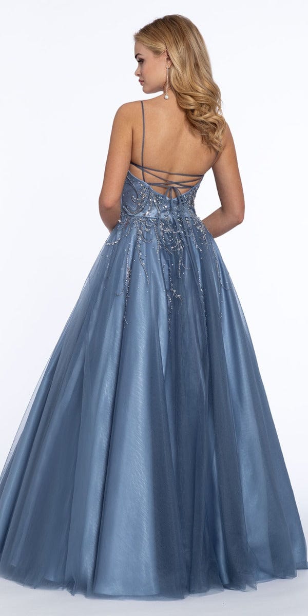Camille La Vie Beaded Tulle Lace Up Back Ball Gown