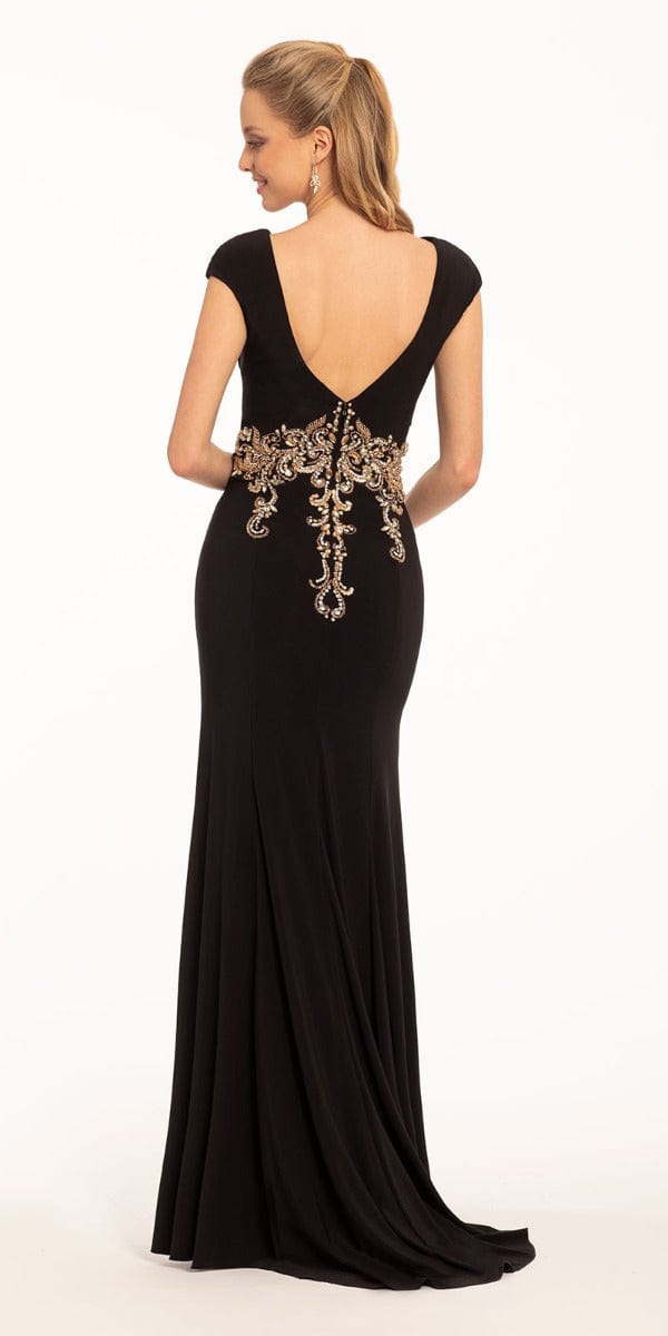 Cap Sleeve Embroidered Bodice Jersey Dress Image 5