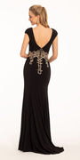 Cap Sleeve Embroidered Bodice Jersey Dress Image 2