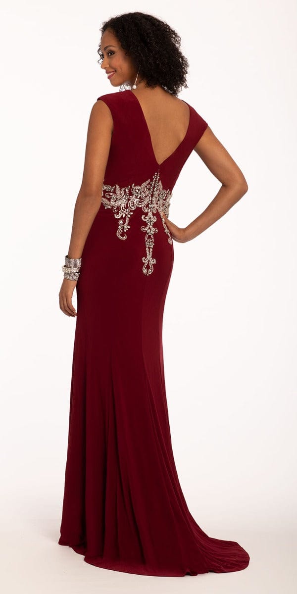 Cap Sleeve Embroidered Bodice Jersey Dress Image 8