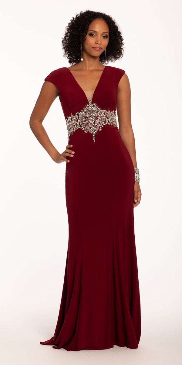 Cap Sleeve Embroidered Bodice Jersey Dress Image 7