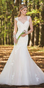 Tulle and Lace Cap Sleeve Mermaid Wedding Dress Image 1