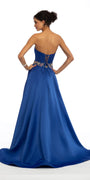 Sweetheart Satin A Line Dress with Beaded Waistband Image 2